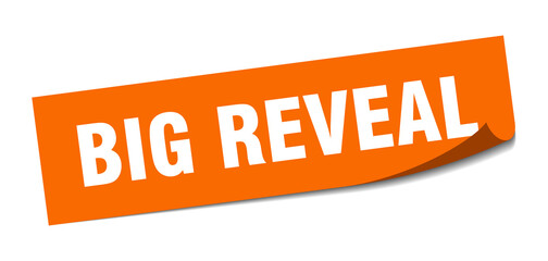 big reveal sticker. square isolated label sign. peeler