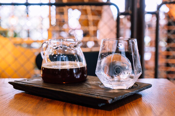 cold drip coffee with glass and ice