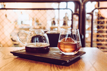 cold drip coffee with glass and ice