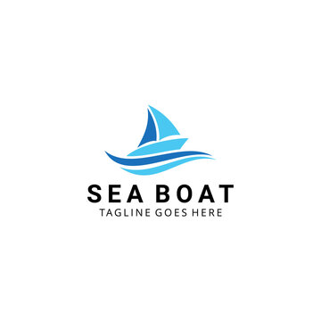 Illustration simple modern Sailboat dhow ship transportation sea line art logo design