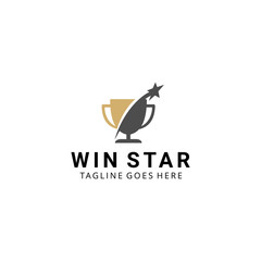 Creative modern trophy logo with star icon vector template illustration