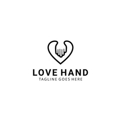 Illustration Creative Modern love/heart with hand care logo design template