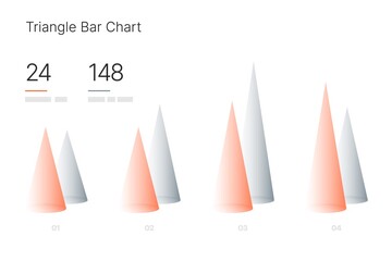 Infographic elements for business layout, presentation template and finance report. Data visualization with Triangle Bar Chart.