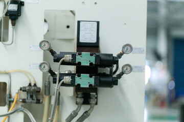 Machine part with pneumatic equipment and hydraulic system, electric part and a mechanical device for manufacturing in the industrial factory