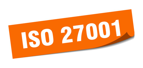 iso 27001 sticker. square isolated label sign. peeler