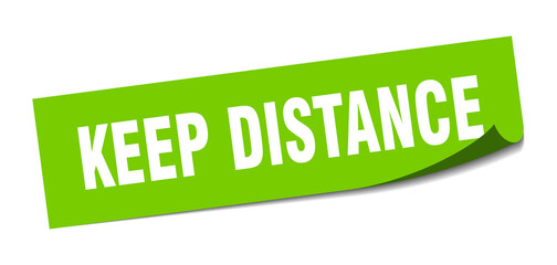 keep distance sticker. square isolated label sign. peeler