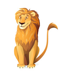 Cute Lion character vector cartoon illustration design. Safari African animal clipart drawing for children, cute Lion looking playful.