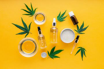 CBD oil, hemp tincture, cannabis cosmetic product for skin care with cannabinoid. Alternative...