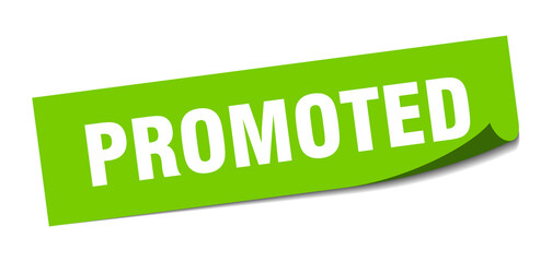 promoted sticker. square isolated label sign. peeler