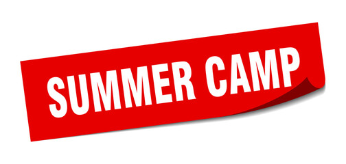summer camp sticker. square isolated label sign. peeler