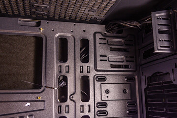 Closeup of the new modern empty computer case