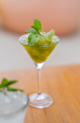 Cocktails drink serve with mint leaf garnish