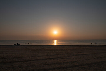 Sunset over private beach area in the Eastern Province of Saudi Arabia 