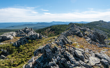 Russian nature mountains forest clouds sky