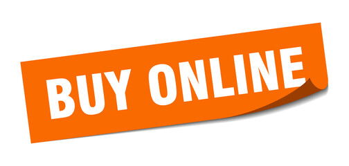 buy online sticker. square isolated label sign. peeler