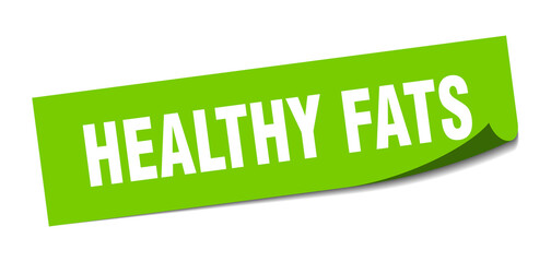 healthy fats sticker. square isolated label sign. peeler