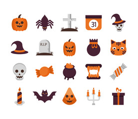 bundle of twenty halloween set collection icons