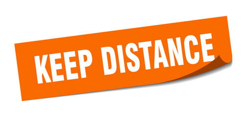 keep distance sticker. square isolated label sign. peeler