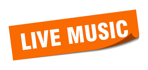 live music sticker. square isolated label sign. peeler