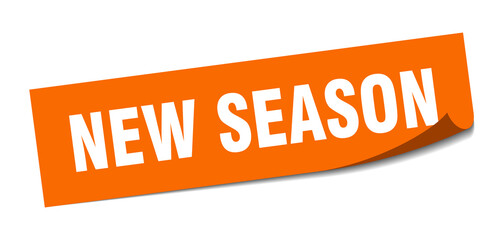 new season sticker. square isolated label sign. peeler