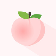 Pink peach fruit icon sign vector illustration.