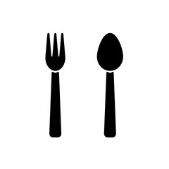Black Fork And Spoon Flat Vector Icon