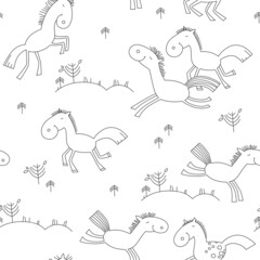 Nahtloses Muster mit kleinen Pferden