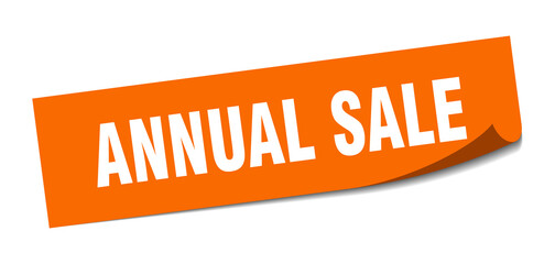 annual sale sticker. square isolated label sign. peeler