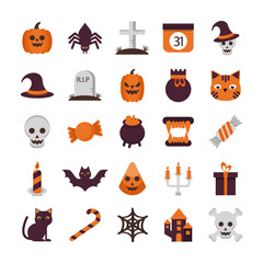 bundle of twenty five halloween set collection icons