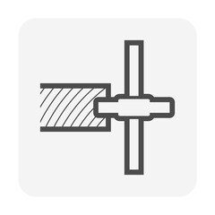 Wood floor production industry and groove joint vector icon design.