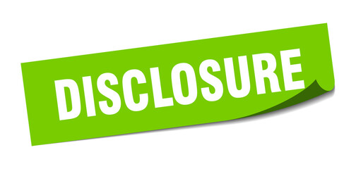 disclosure sticker. square isolated label sign. peeler