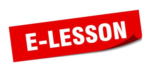 e-lesson sticker. square isolated label sign. peeler