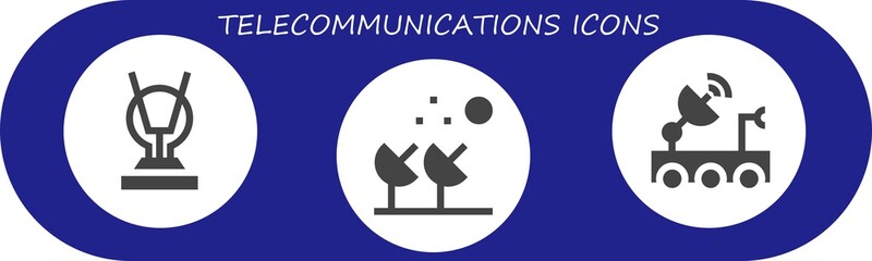 Modern Simple Set of telecommunications Vector filled Icons