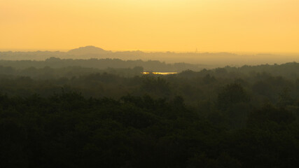 Sunrise at Wassermann on Schiermonnikoog. Viewpoint Wassermann with a lot of trees.
