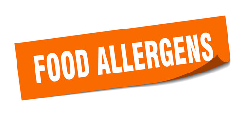 food allergens sticker. square isolated label sign. peeler