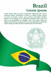 Flag of Brazil, Federative Republic of Brazil. statue of Christ the Redeemer, Rio de Janeiro. Bright, colorful vector illustration