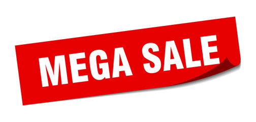 mega sale sticker. square isolated label sign. peeler