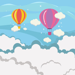 Hot air balloons in the sky vector illustration