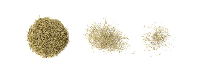 Round Pile of Dry Rosemary Isolated on White Background