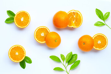 High vitamin C, Juicy and sweet. Fresh orange fruit  on white.