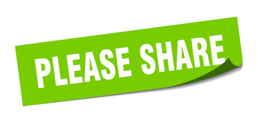 please share sticker. square isolated label sign. peeler