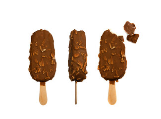 Chocolate Almond Popsicle Ice Cream Bar Isolated