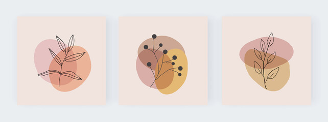 Abstract geometric mid century square banners. Printable Wall Art Boho Decor.