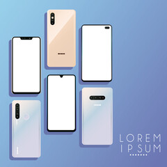 set of mockup smartphones devices icons