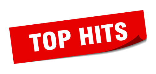 top hits sticker. square isolated label sign. peeler