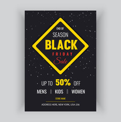 Black Friday Sale Flyer Design For Your Business Promotion With Black & Yellow Poster Template Design