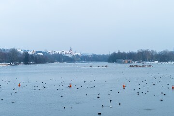 Wintereinbruch am W&ouml;hrder See Stadtpark N&uuml;rnberg