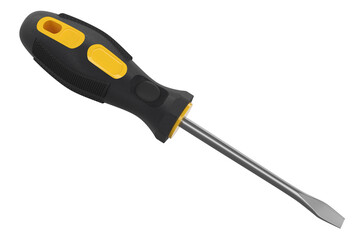 Black and yellow screwdriver isolated on white