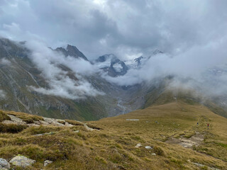 Fototapeta na wymiar Dramatic landscape in high mountains in Obergurgl, Austria.