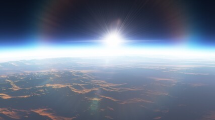 alien Planet, fantasy landscape, view from the surface of an exo-planet, science fiction landscape, 3d Render